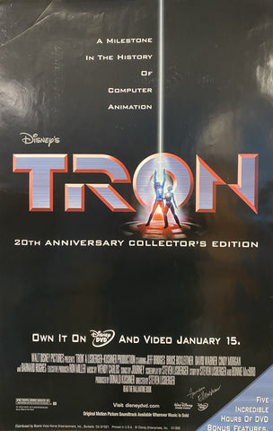 Tron 20th Anniversary Movie Poster Signed by Harrison Ellenshaw Framed 26 x 40