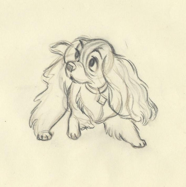 Disney LADY AND THE TRAMP Expressive Animation Drawing of LADY by HAL KING, 1955