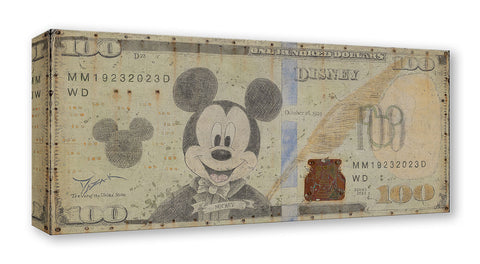 Mickey 100 Hundred Dollar Bill by Trevor Mezak Treasure On Canvas Featuring Mickey Mouse