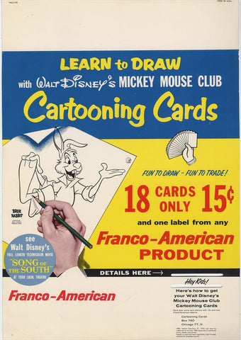 Learn to Draw with Walt Disney's Mickey Mouse Club Cartooning Cards (1956) Framed