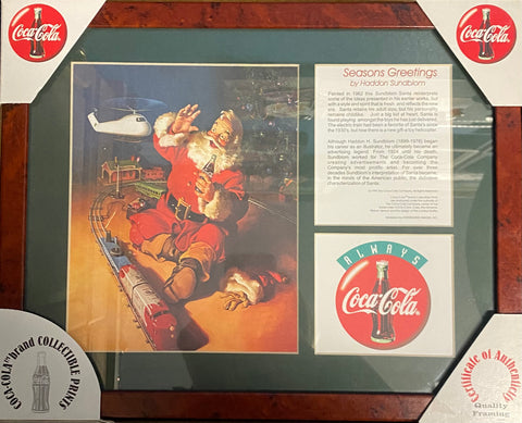 Christmas Coca Cola Season's Greetings 1998 Framed Print Haddon Sundblom