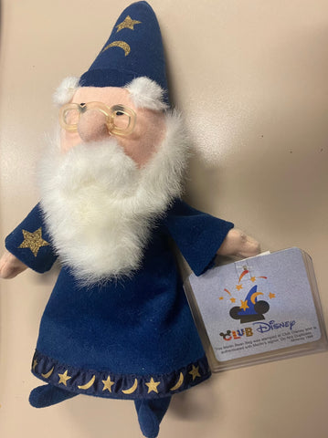 Club Disney Mini Bean Bag Plush Merlin the Wizard Sword in the Stone with tag protector