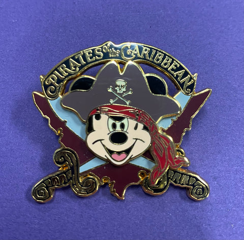 Disney Pirates of the Caribbean Logo Mickey Mouse Crossed Swords Pin 2006