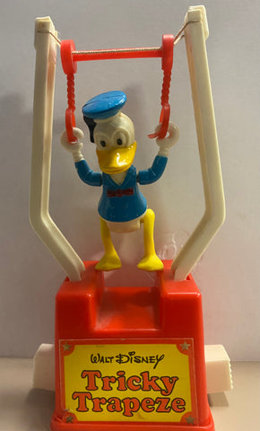 Vintage Tricky Trapeze Push Button Acrobat Toy Donald Duck Walt Disney 1977
