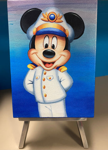Captain Mickey- Mini Giclée On Canvas With Easel