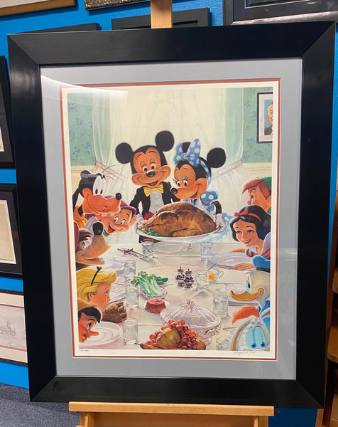 Mickey Mouse and Friends - Family Dinner Limited Edition Lithograph Print Framed Signed by Charles Boyer