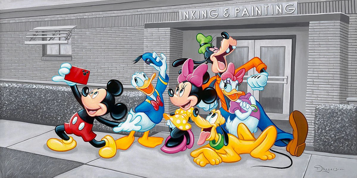 Celfie by Tim Rogerson Limited Edition On Canvas featuring Mickey, Minnie, Donald, Goofy, Daisy, and Pluto