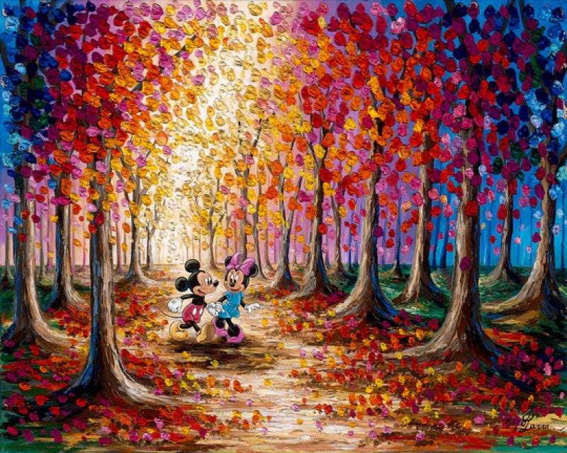 Colorful Forest by Jennifer Lanna Limited Edition On Canvas Featuring Mickey and Minnie Mouse