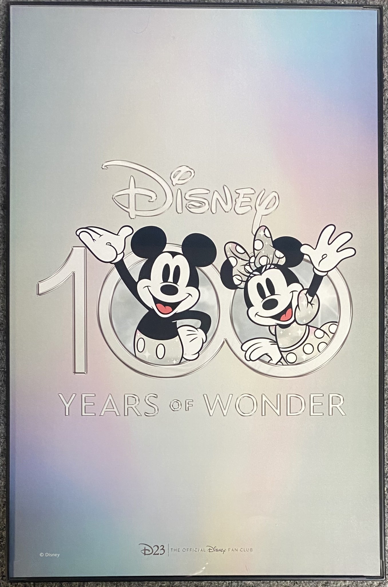 Disney 100 Years Of Wonder Framed Poster 11 x 17 Mickey and Minnie Mouse