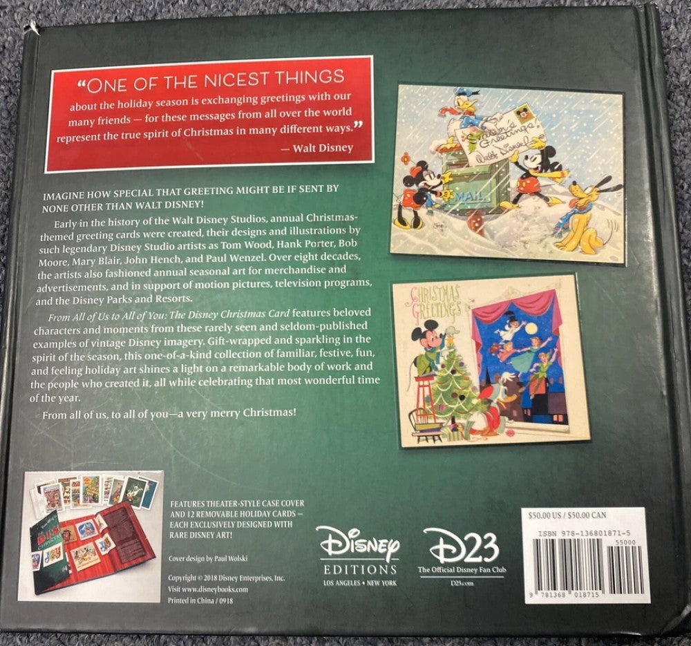 Signed Copy Disney From All of Us to All of You the Disney Christmas Card Book by Jeff Kurtti