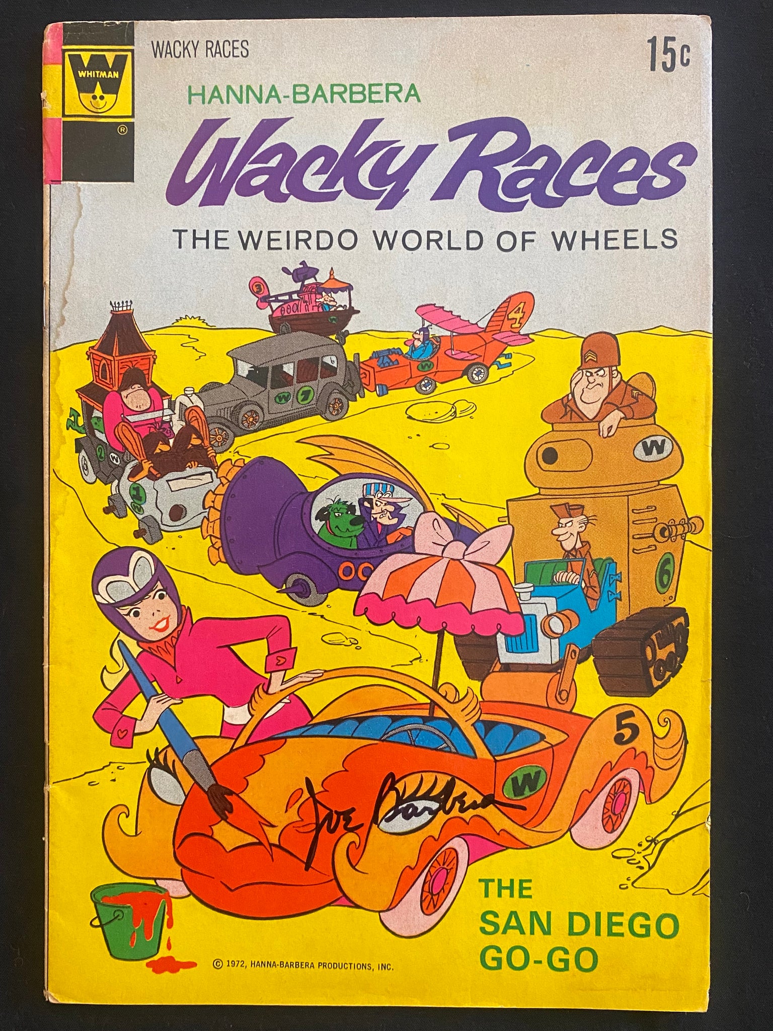 Wacky Races #7 Comic Book Signed By Joe Barbera Hanna Barbera 1972 Whitman