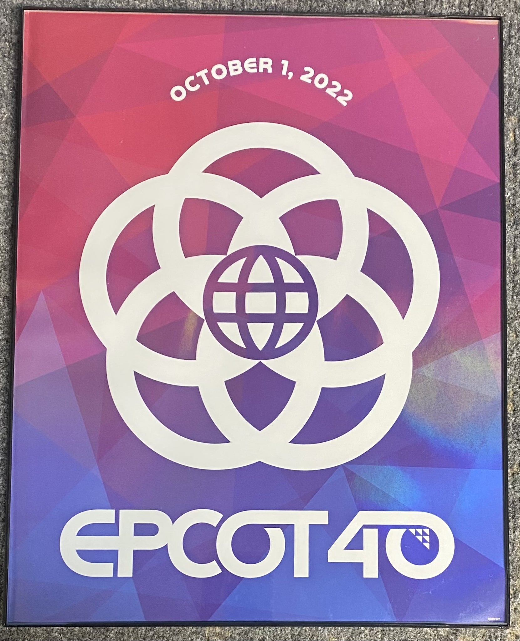 Epcot 40th Celebration Framed Poster October 1, 2022 11x14 Walt Disney World