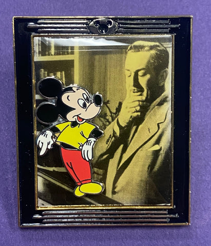 Disney WDW With Walt Series #9 Mickey Framed Photo Picture B&W Pin 2002 LE 5000
