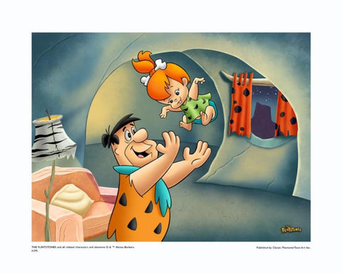 Fred Tossing Pebbles - By Hanna-Barbera - Limited Edition Giclée on Paper