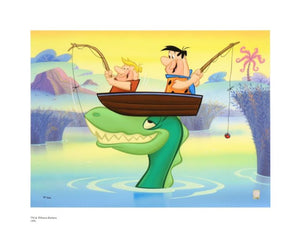 Fred and Barney Fishing - By Hanna-Barbera - Limited Edition Giclée on Paper