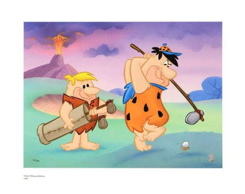 Fred and Barney Golfing - By Hanna-Barbera - Limited Edition Giclée on Paper