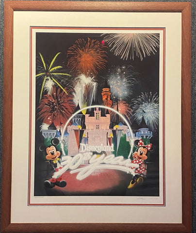Disneyland 30th Anniversary Poster Signed by Charles Boyer Framed 1985