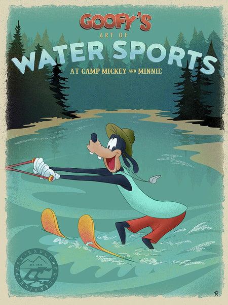 Goofy's Water Sports By Bret Iwan Limited Edition On Giclée On Canvas Featuring Goofy