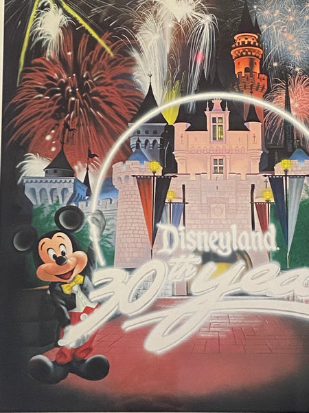 Disneyland 30th Anniversary Poster Signed by Charles Boyer Framed 1985