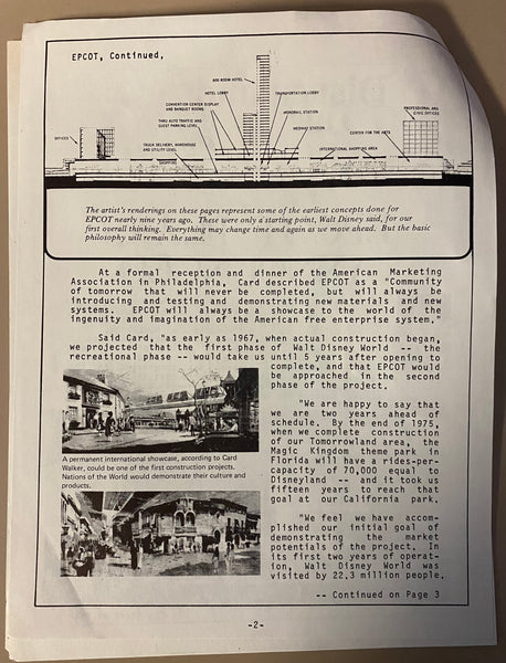 Disneyland News- Employee Newsletter June 12, 1974- Epcot Plans Announced