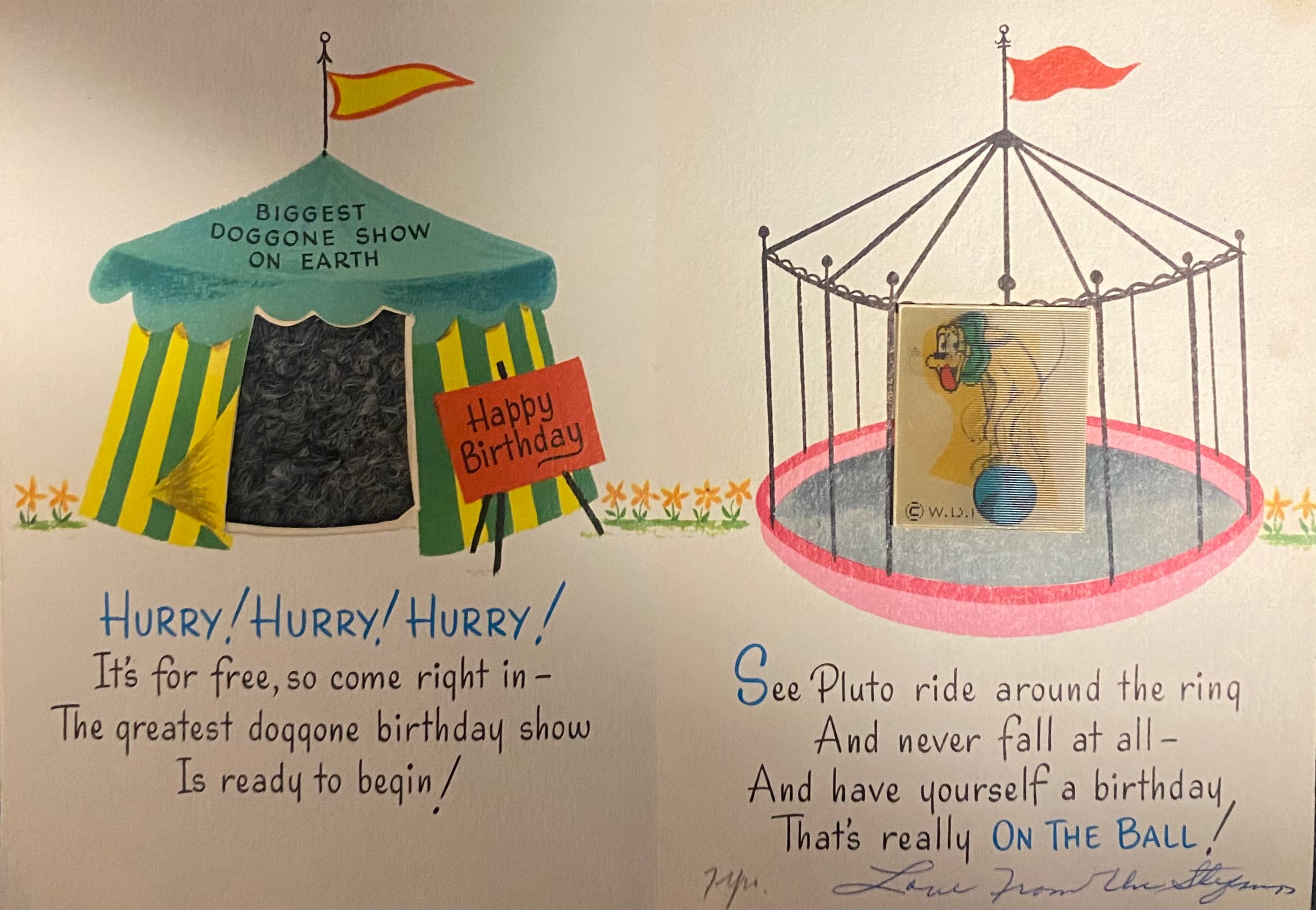 Vintage 1950s Mickey Donald and Pluto Lenticular Greeting Card