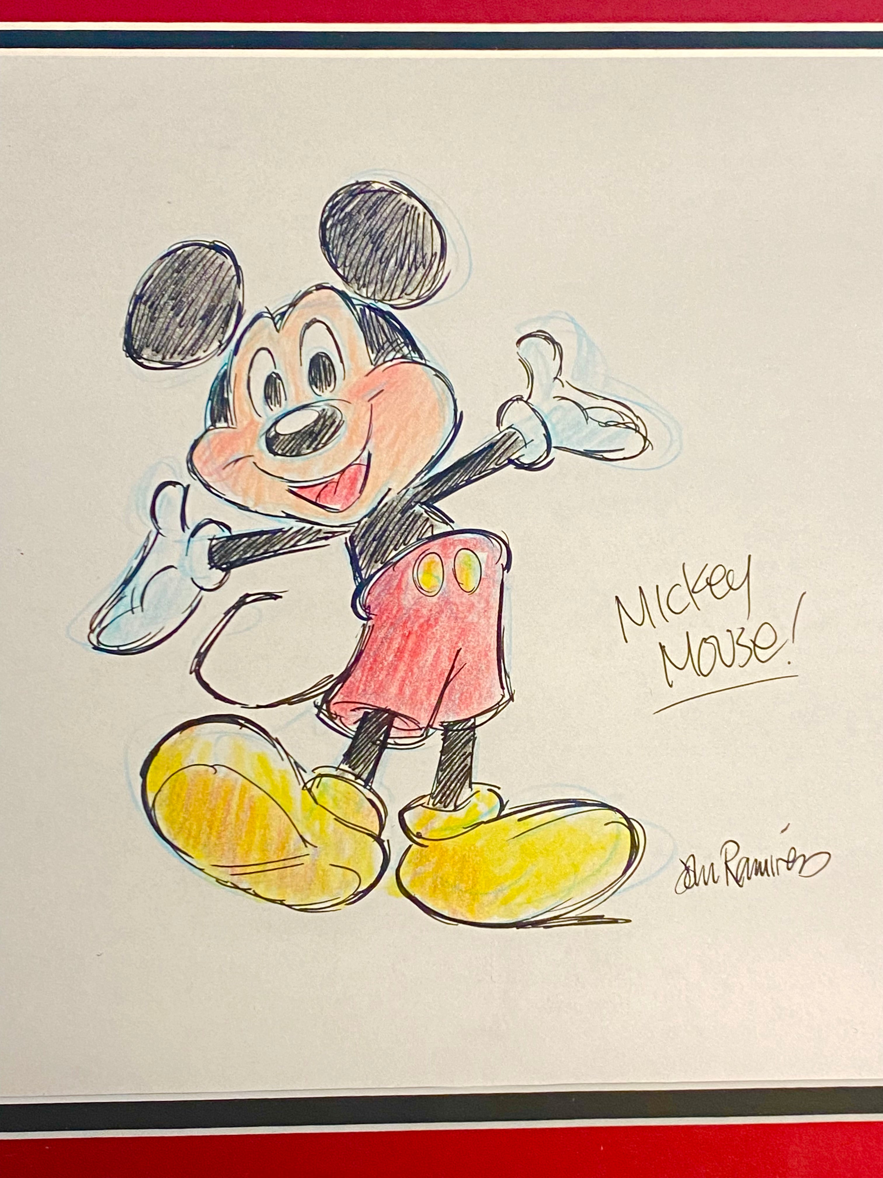 Mickey Mouse I Original Drawing By Animator John Ramirez Framed