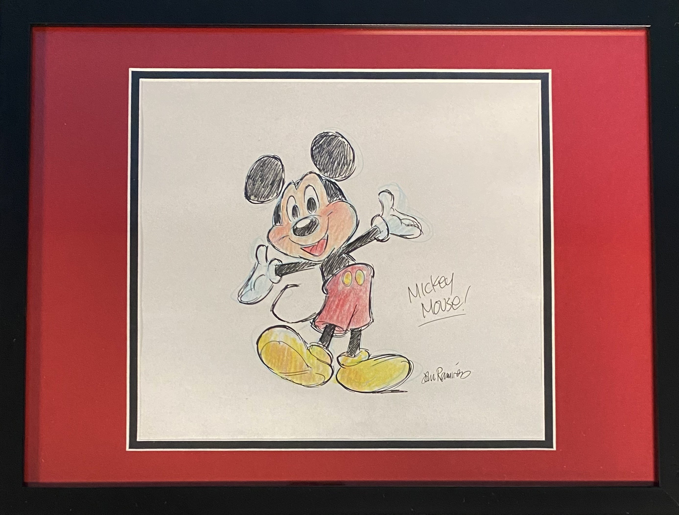 Mickey Mouse I Original Drawing By Animator John Ramirez Framed