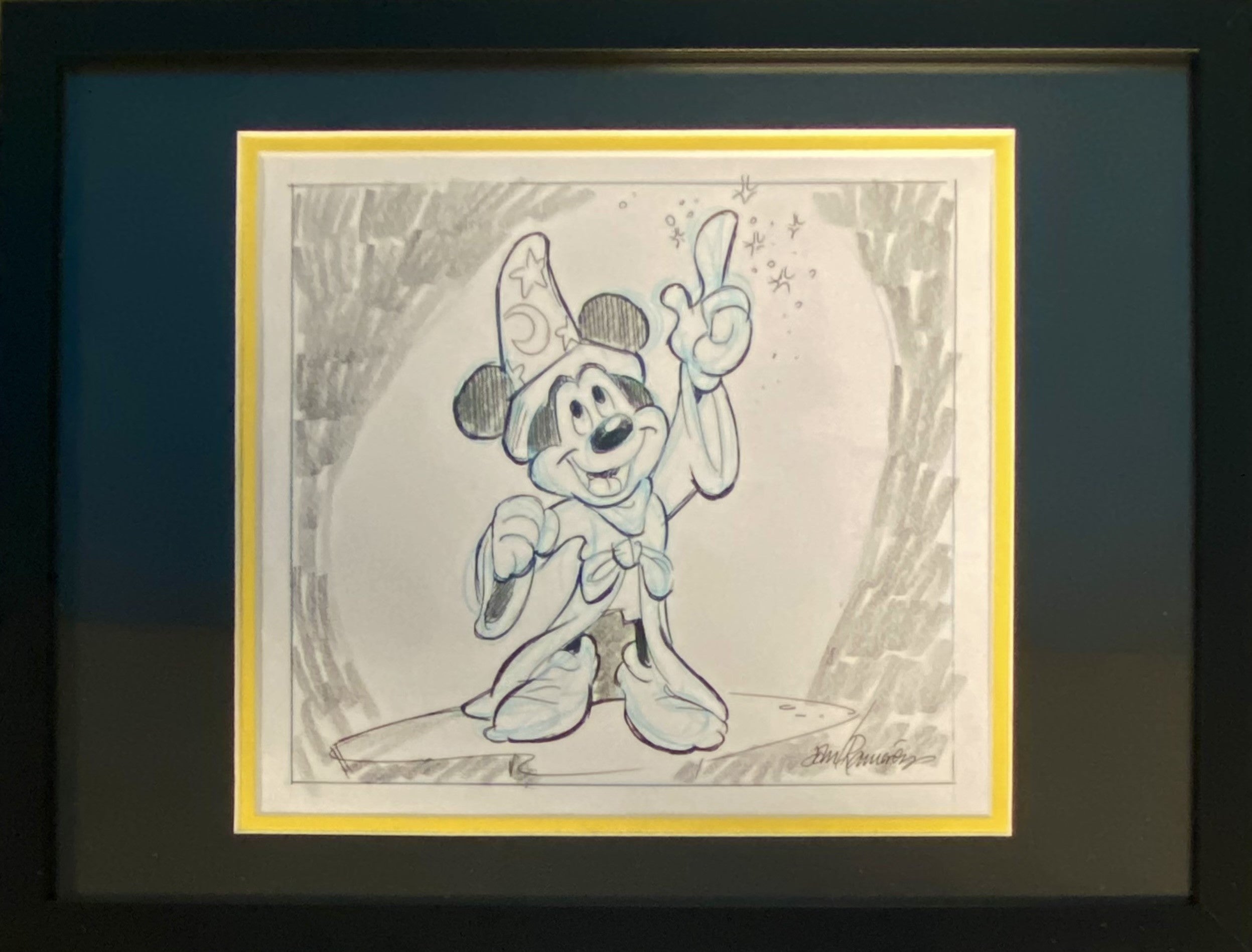 Sorcerer Mickey I Original Drawing By Animator John Ramirez Framed