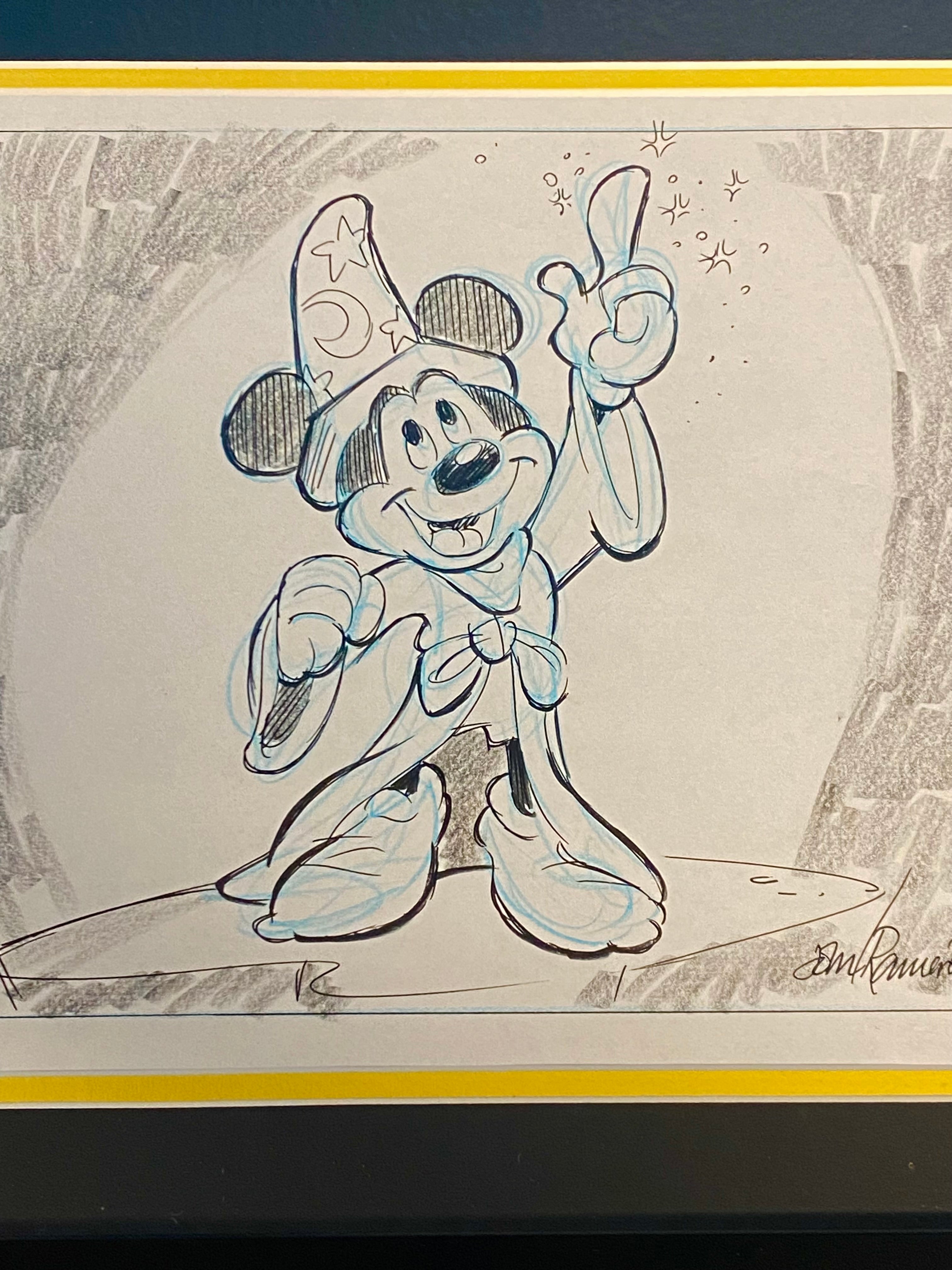 Sorcerer Mickey I Original Drawing By Animator John Ramirez Framed