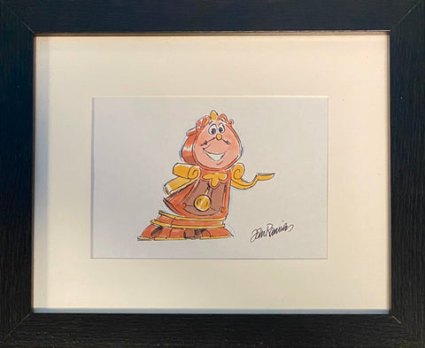 Cogsworth II Original Drawing By Animator John Ramirez Framed