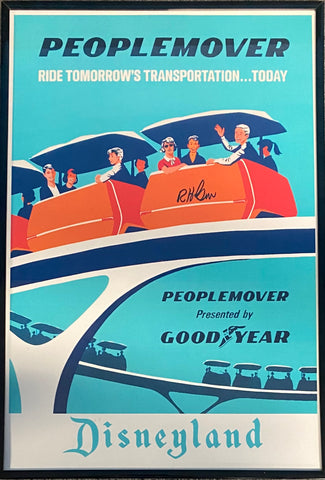 Signed Bob Gurr Peoplemover Tomorrowland Disneyland Framed Poster 12x18