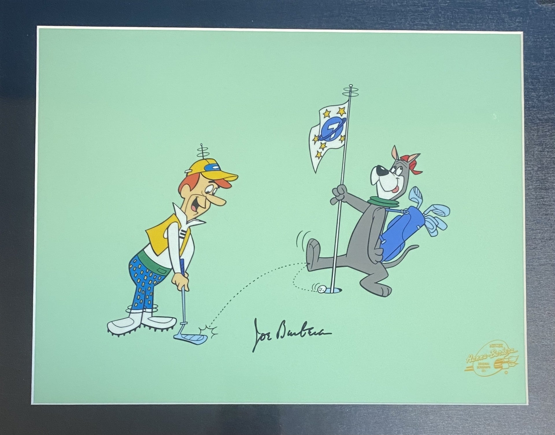George Jetson & Astro Golf Framed Sericel Signed By Joe Barbera