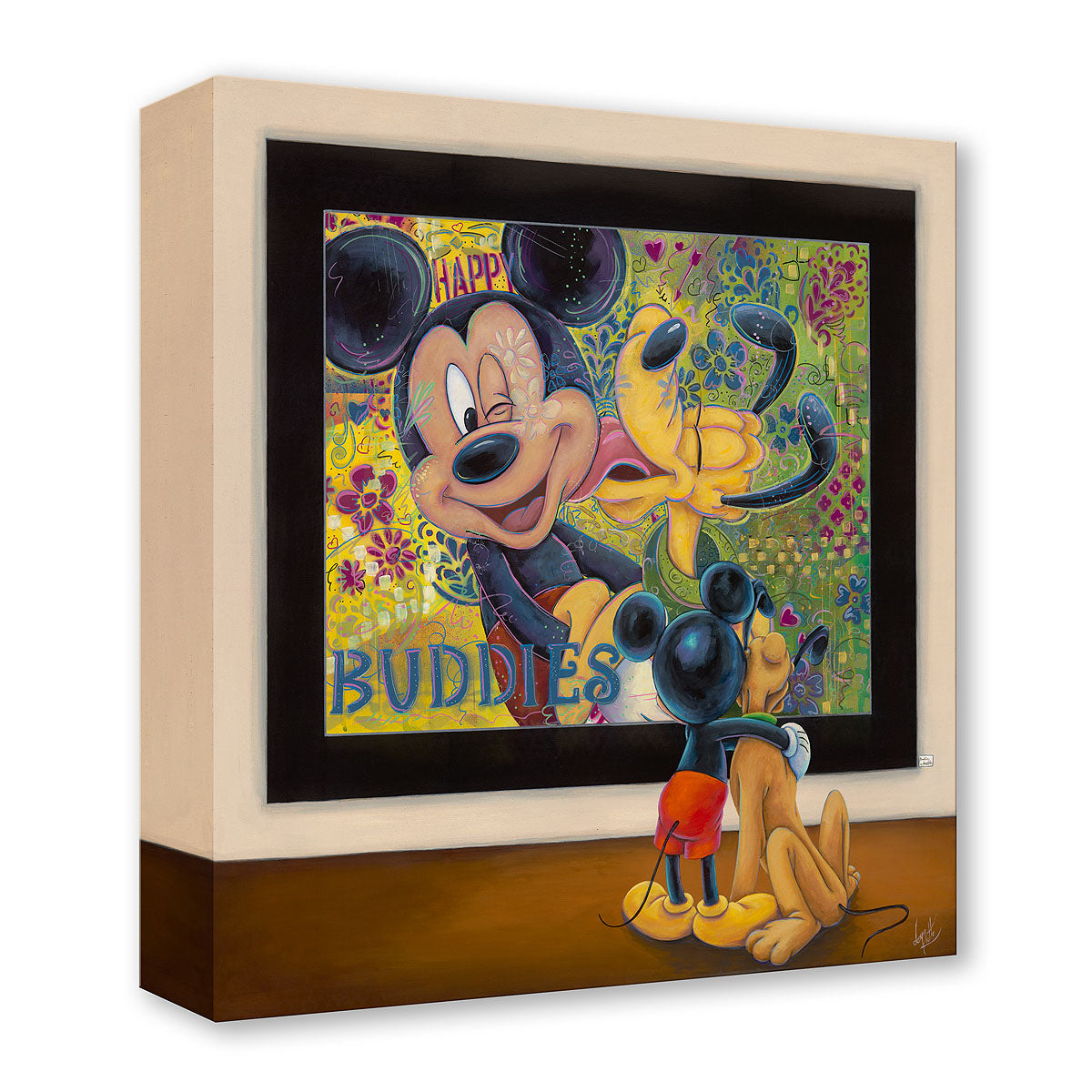 Buddies by Denyse Klette Treasures On Canvas Featuring Mickey and Pluto