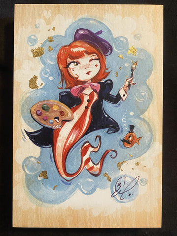 L' Artist Print on Wood by Miss Mindy 4x6 Gold Foil