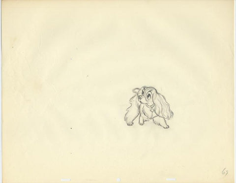 Disney LADY AND THE TRAMP Expressive Animation Drawing of LADY by HAL KING, 1955