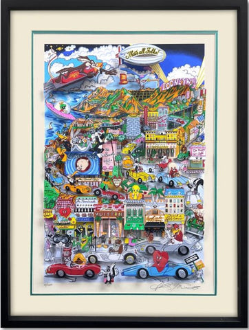 Looneywood (Green) - Framed 3D Limited Edition Silk Screen DX - By Charles Fazzino