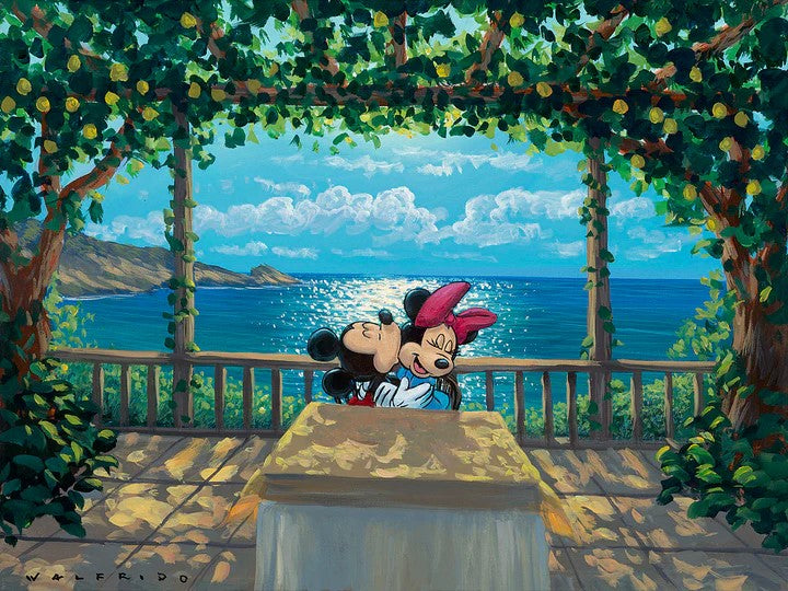 Lunch Under The Lemon Trees by Walfrido Garcia - Giclée on Canvas - Featuring Mickey and Minnie Mouse