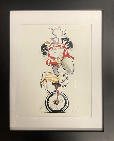 Maddy's Unimpressed Framed Large Print by Miss Mindy - Hand Embellished - Gold Foil