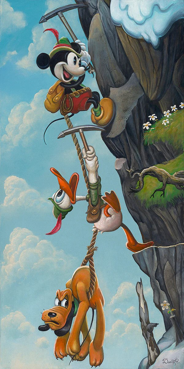 Mickey's Alpine Adventure by Bob Doucette Limited Editions featuring Mickey. Donald, and Pluto