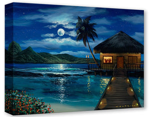 Moonlit Bungalow by Walfrido Garcia Treasures On Canvas Featuring Mickey and Minnie Mouse