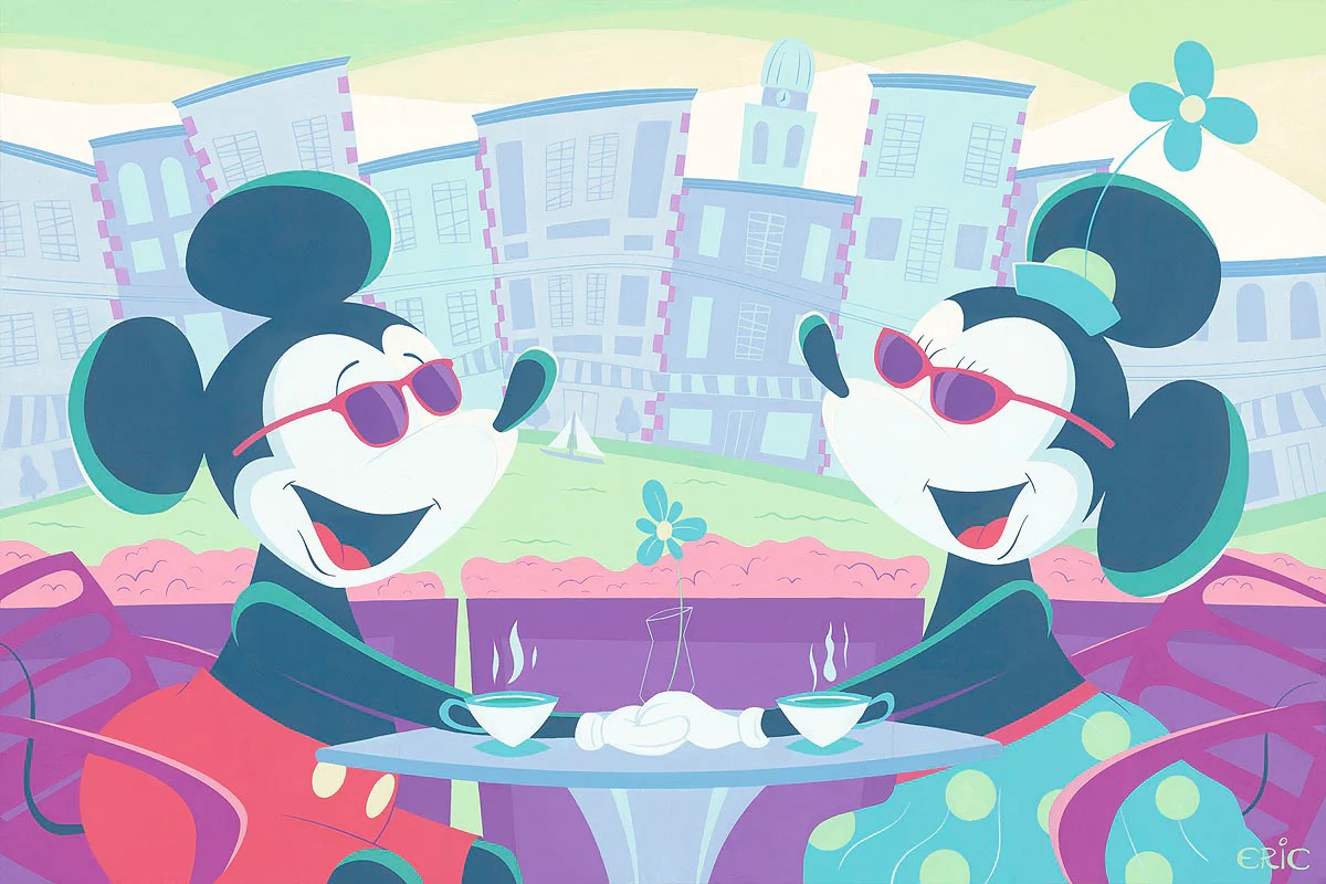 Morning Coffee by Eric Doggett Limited Editions featuring Mickey and Minnie Mouse