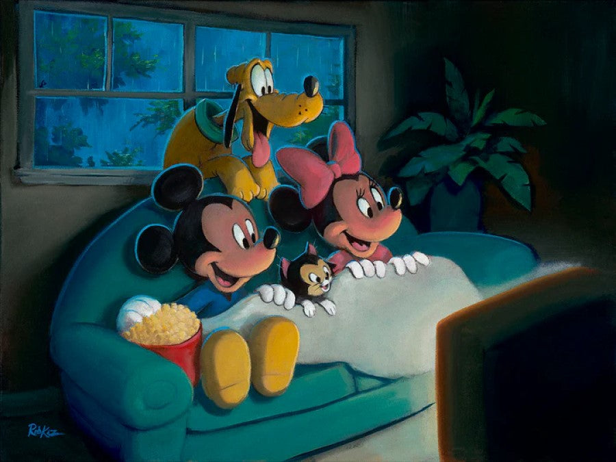 Movie Night by Rob Kaz Limited Edition featuring Mickey, Minnie, and Pluto
