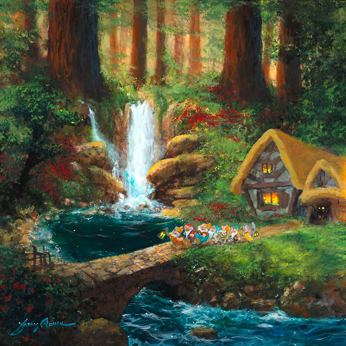 Off We Go by James Coleman - Giclée on Canvas - inspired by Snow White and the Seven Dwarfs