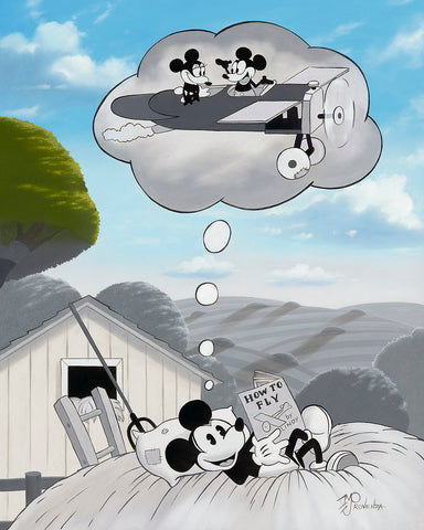 Plane Crazy 1928 by Michael Provenza - Giclée On Canvas - featuring Mickey and Minnie Mouse