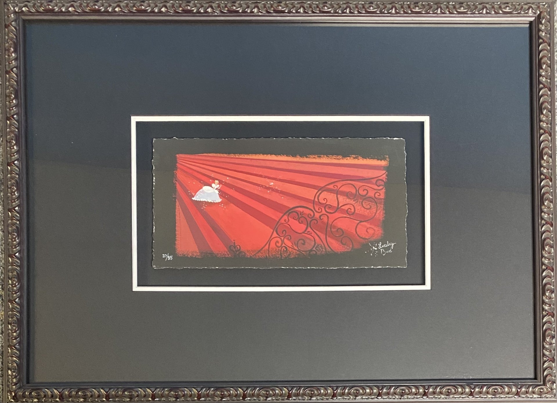 Red Staircase Framed Limited Edition by Lorelay Bove inspired by Cinderella
