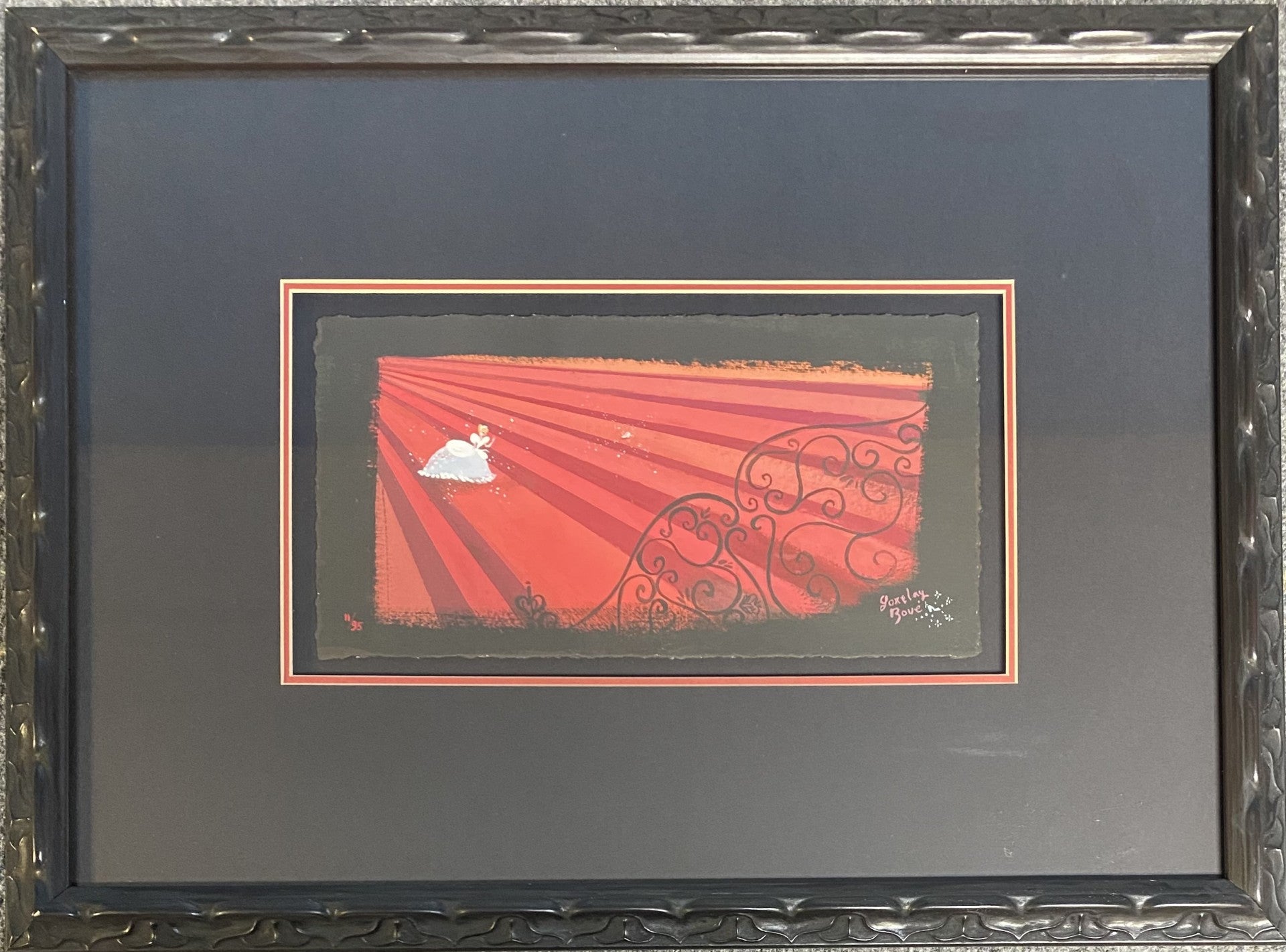 Red Staircase Framed Limited Edition by Lorelay Bove inspired by Cinderella