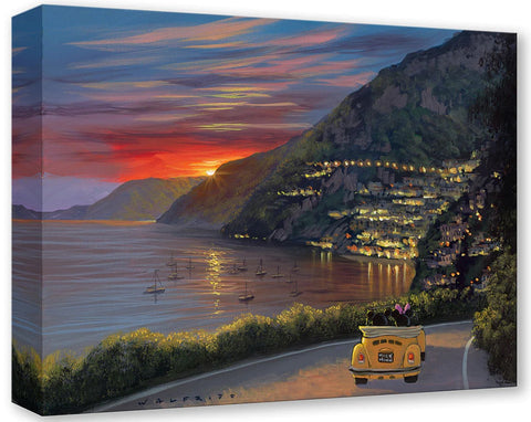Riding Through Amalfi by Walfrido Garcia Treasures On Canvas Featuring Mickey and Minnie Mouse