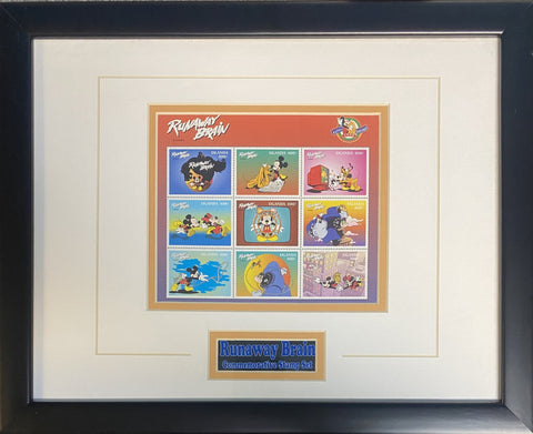 Runaway Brain Framed Stamp Set 1998 11x14 Mickey Mouse Disney