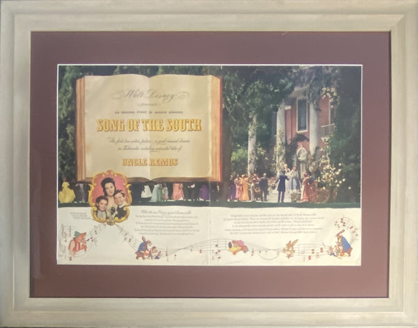 Vintage 1946 Song Of The South Movie Framed Full Page Magazine Ad 18 x24 #2