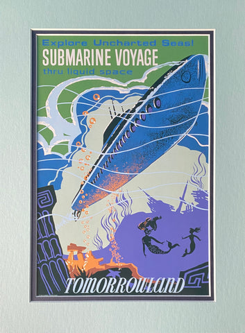 Submarine Voyage Attraction Poster - Matted Lithograph
